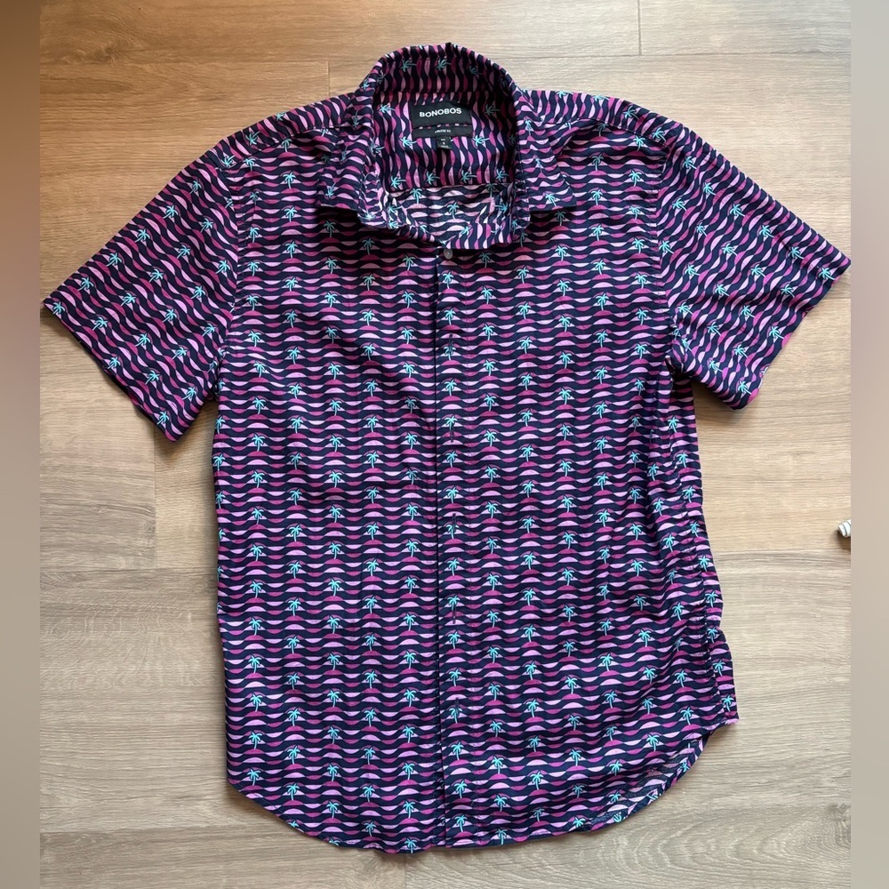 BONOBOS Tropical Button Down with Short Sleeves- size S